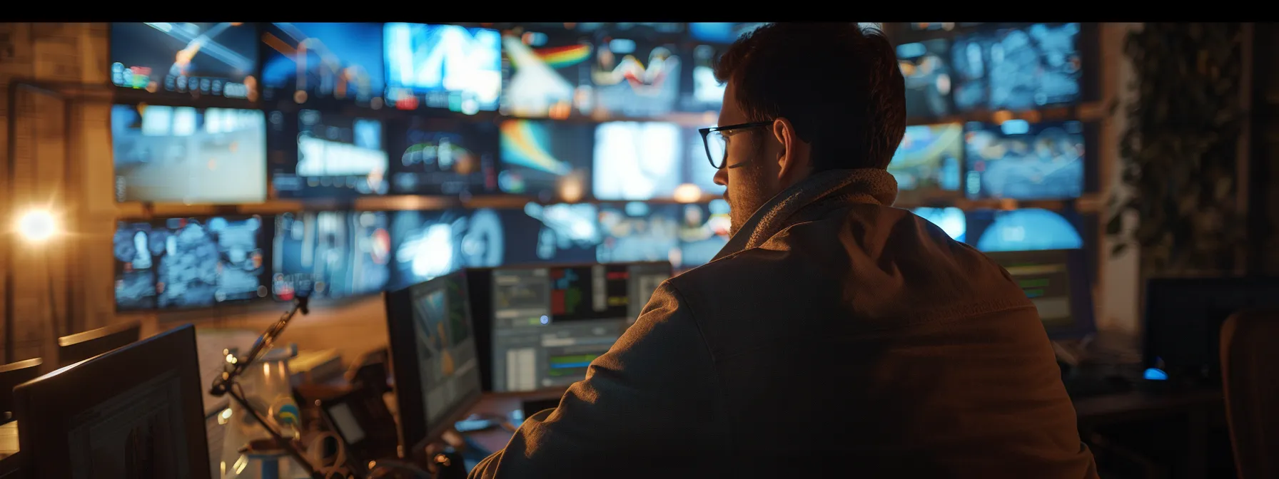 a technician monitoring a network with a seamless integration of security and support systems to optimize business performance.