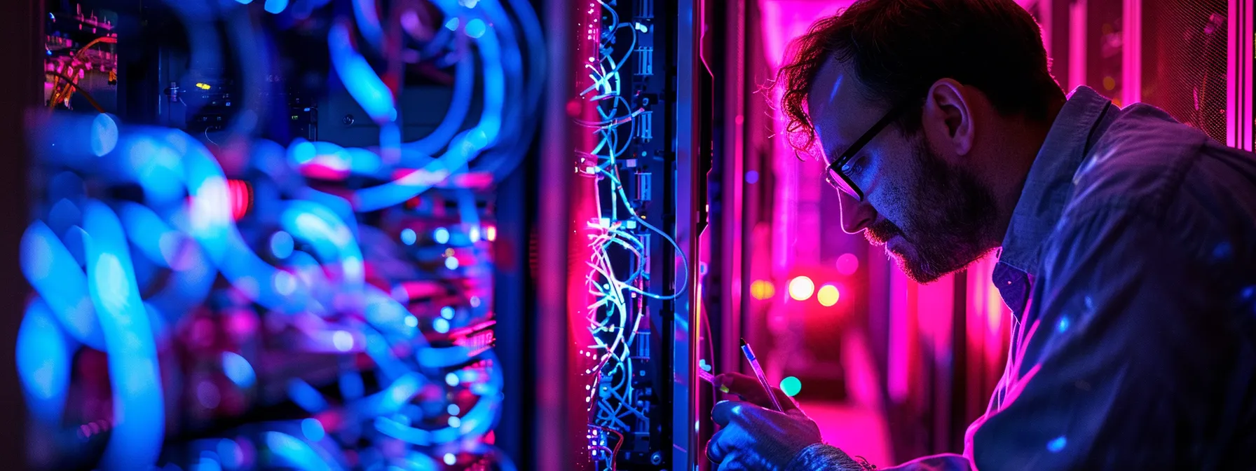 a cybersecurity expert meticulously analyzing a complex network of interconnected data systems for potential security vulnerabilities.