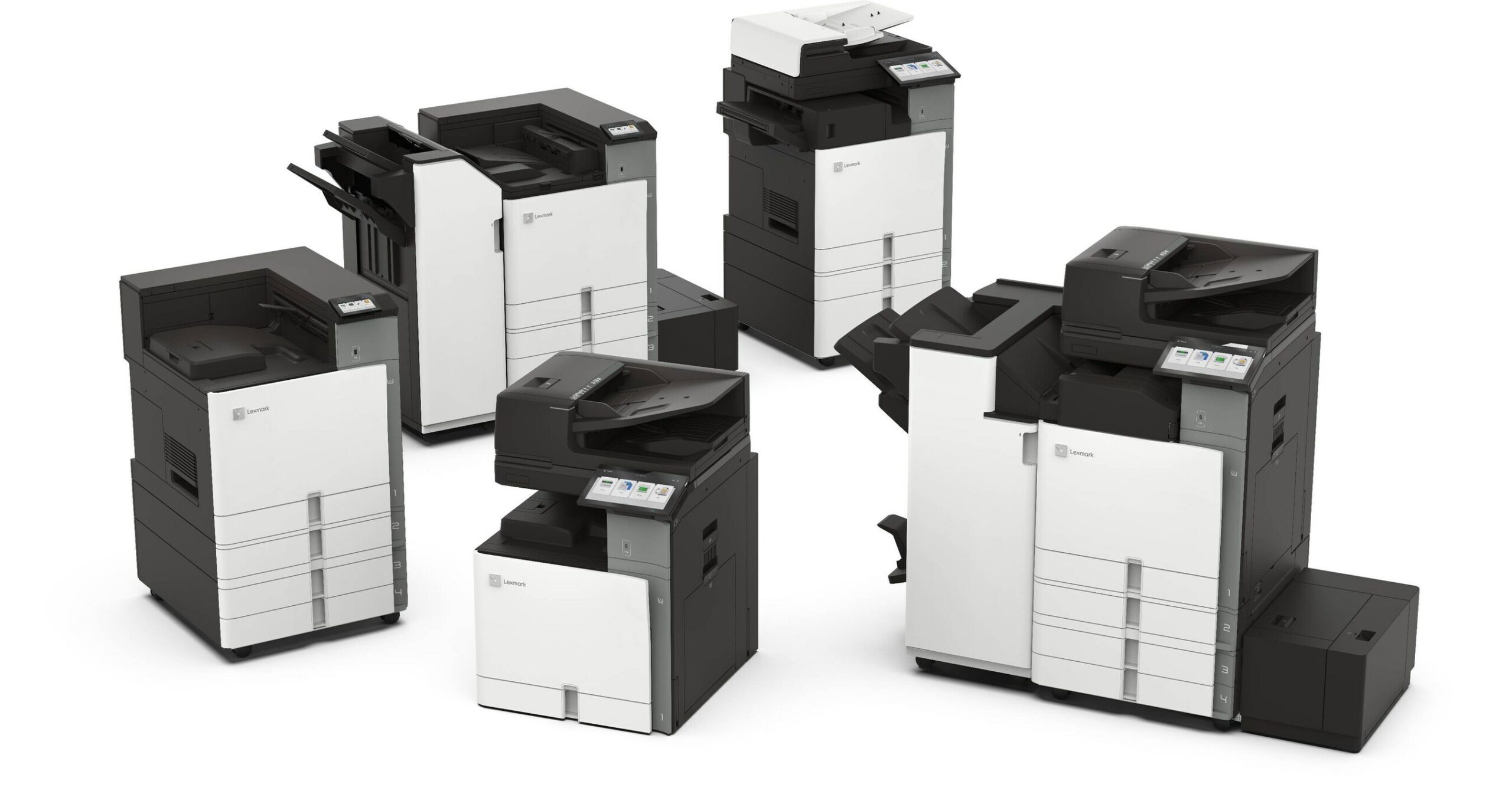 The new Lexmark 9-Series line of printers and multifunction products (MFPs) was announced in April 2024. The Lexmark 9-Series is composed of eight models: the Lexmark CX963, CX962, CX961, CS963, CX833, CX951, CX950 and MX953. Shown here are five enterprise models.

The Lexmark CX963, CX962, CX961, CS963 and CX833 models are scheduled to be available in June; the Lexmark CX951, CX950 and MX953 models are scheduled to be available in the first quarter of 2025. 

Photo courtesy of Lexmark International ©2024