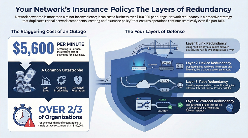 What Is Redundancy in Networking Explained Infographic about Redundancy in Networking