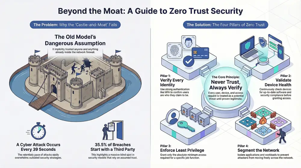 How to Implement Zero Trust Security: A Practical Guide Infographic on How to Implement Zero Trust Security