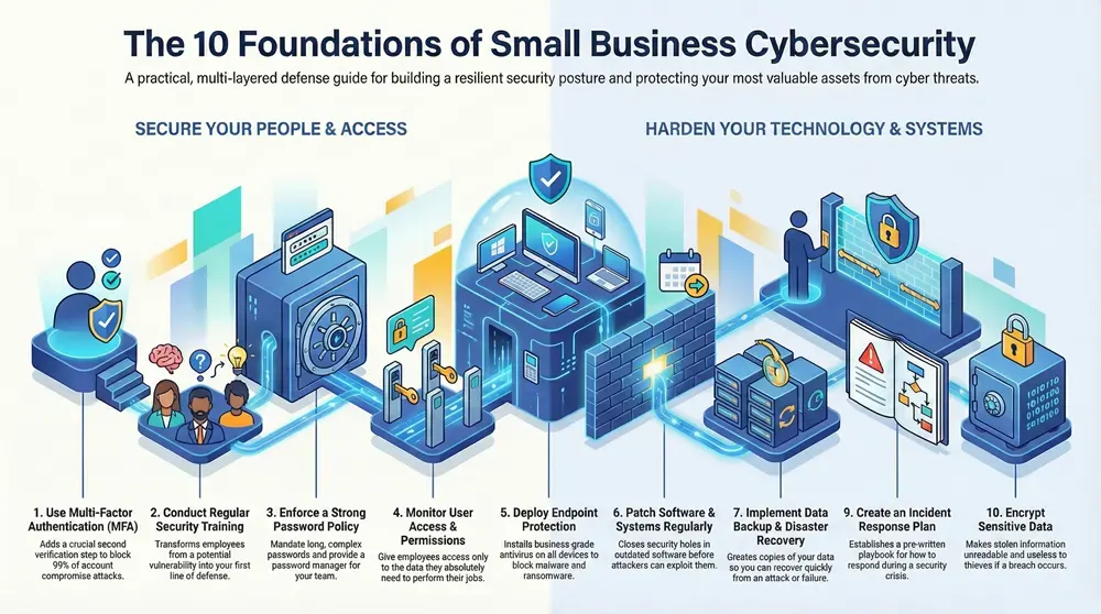 10 Essential Cybersecurity Tips for Small Businesses in 2025 Inforgraphic about 10 Essential Cybersecurity Tips for Small Businesses in 2025