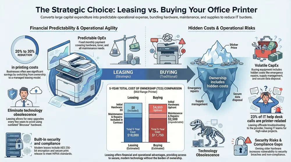 The Smart Business Guide to Office Printer Leasing Infographic about The Smart Business Guide to Office Printer Leasing