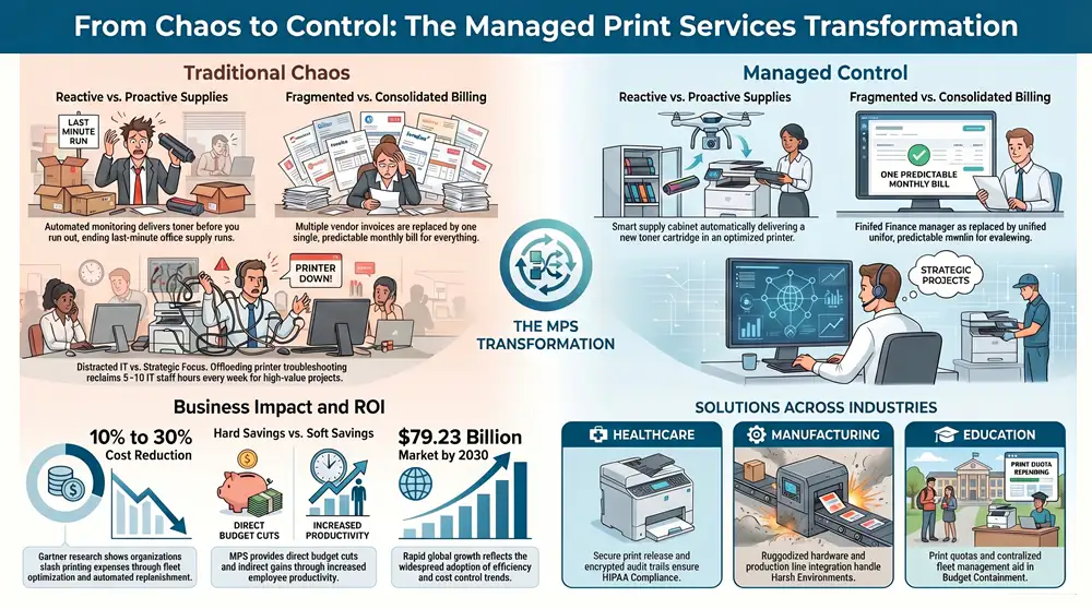 What is Managed Print Services? A Clear, Cost-saving Guide Infographic about What is Managed Print Services A Clear, Cost-saving Guide